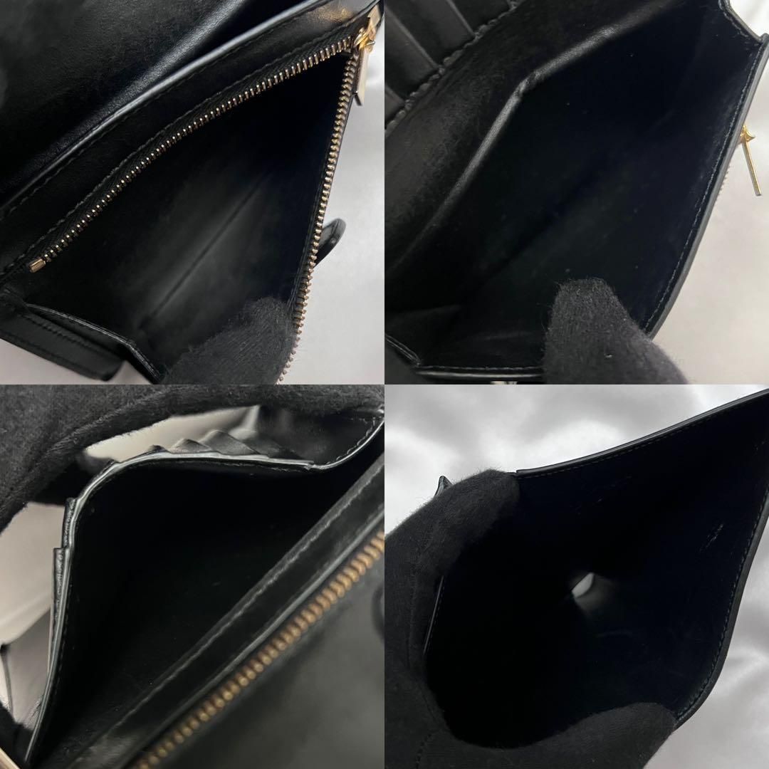◇美品◇セリーヌ ストラップウォレット 二つ折り財布 ブラック レザー