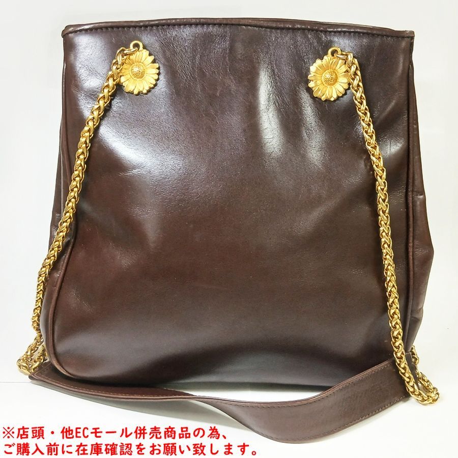 ※併売商品※◆中古状態良好◆ESCADA【エスカーダ】チェーンショルダーバッグ レザー ダークブラウン レディース　M1906