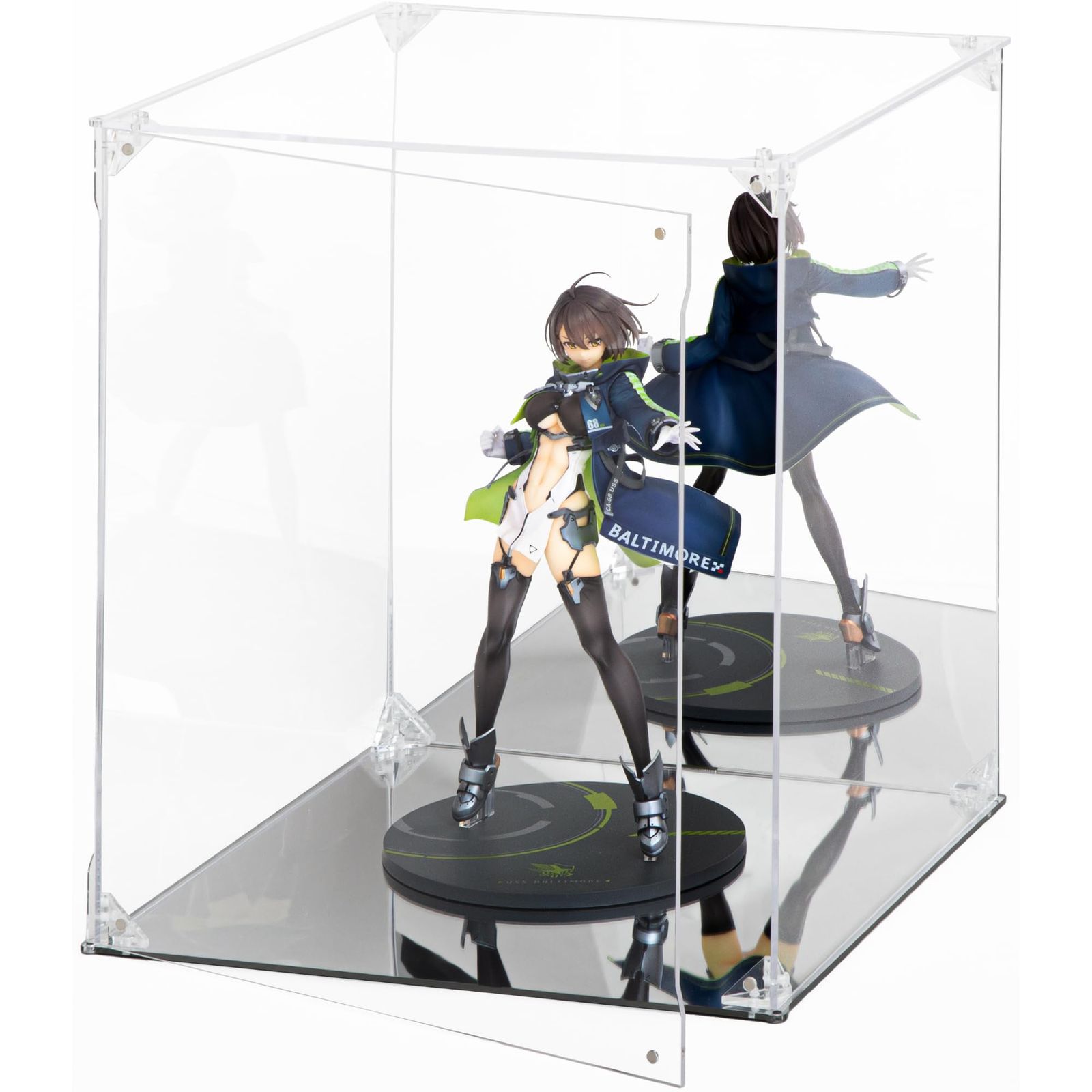 【UVカット99.3%】フィギュアケース【台座・背面ミラー】【フィギュアコレクター考案】 アクリル【マグネット付き 前扉】クリア 棚 コレクション ディスプレイ HYPE GUARD?【公式】 (台座・背面ミラー, 内寸:幅30×奥行30×高 504a461c