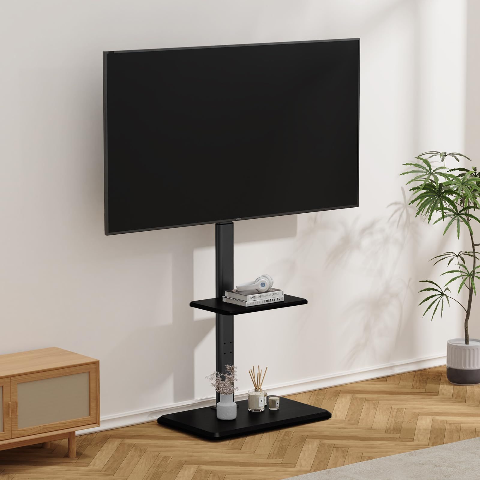 【数量限定】tvスタンド ハイタイプ キャスター付き 32~75インチ対応 壁寄せ VESA/横100～600mm/縦100～400mm 耐荷重45kg テレビスタンド 高さ調節可能 左右30°首振り おしゃれ 家用/学校/ビジネス展示用/病院業務用 木目調