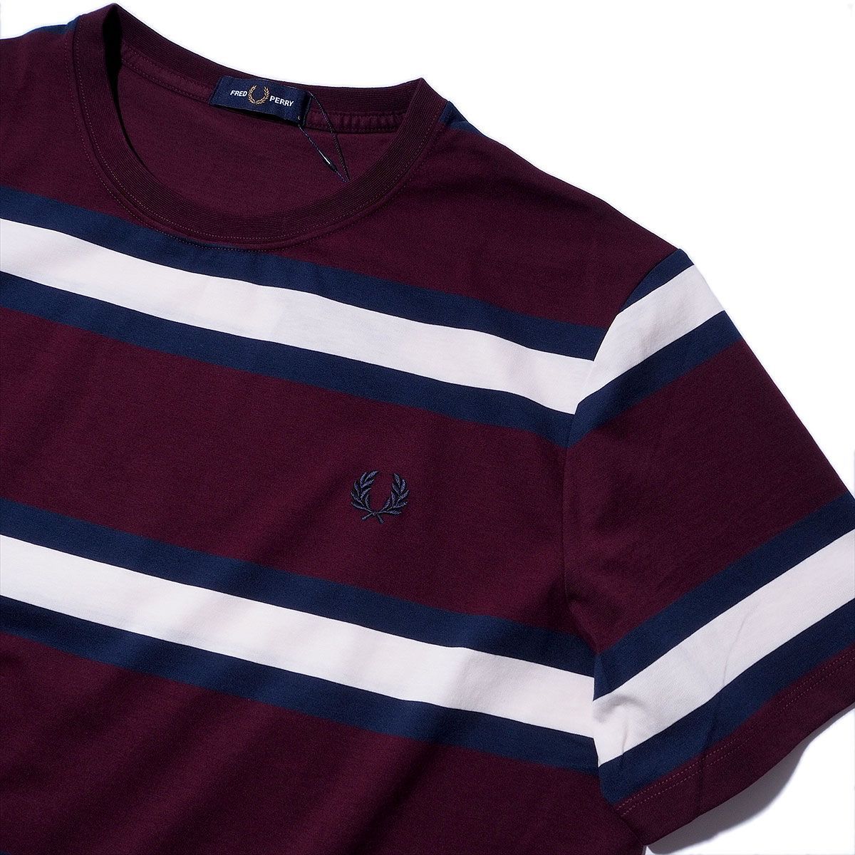 フレッドペリー ボールドストライプTシャツ M9852 Oxblood FRED PERRY メンズ