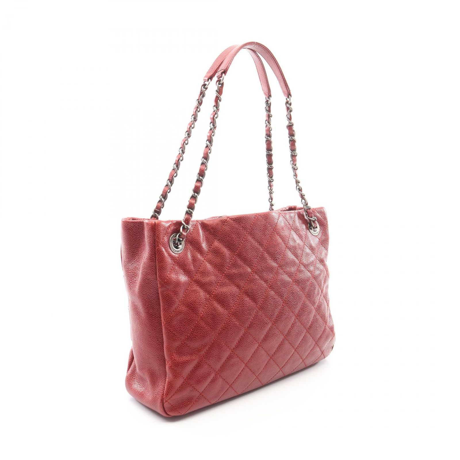 シャネル CHANEL トートバッグ マトラッセ メタリックレッド キャビア