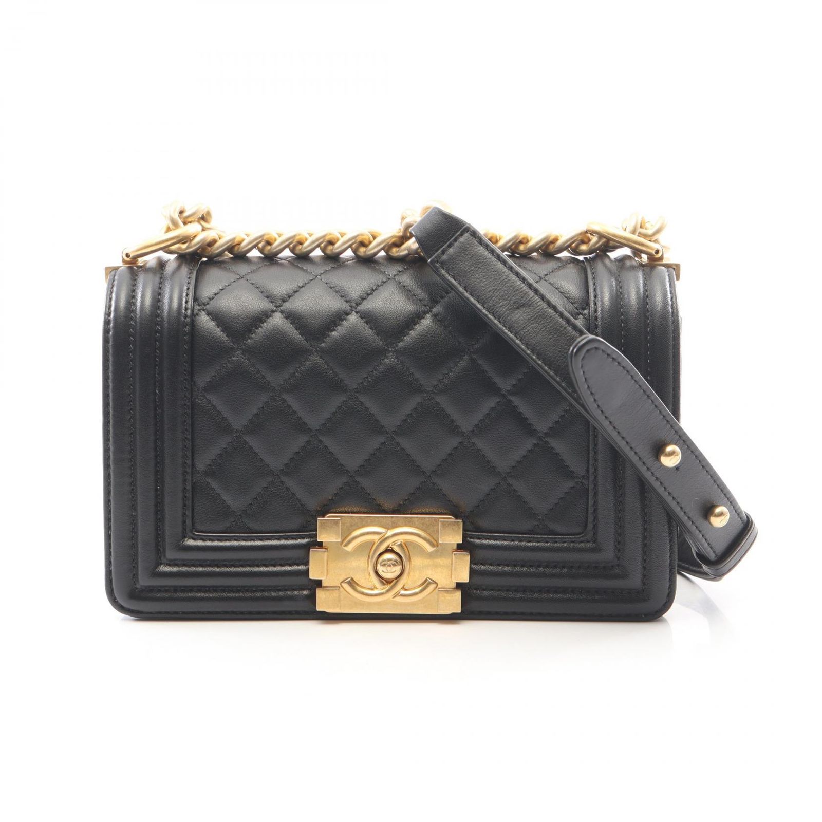 シャネル CHANEL ショルダーバッグ ボーイシャネル スモール A67085 ブラック ラムスキン（羊革） ボーイシャネル スモール チェーンショルダー レディース Used A