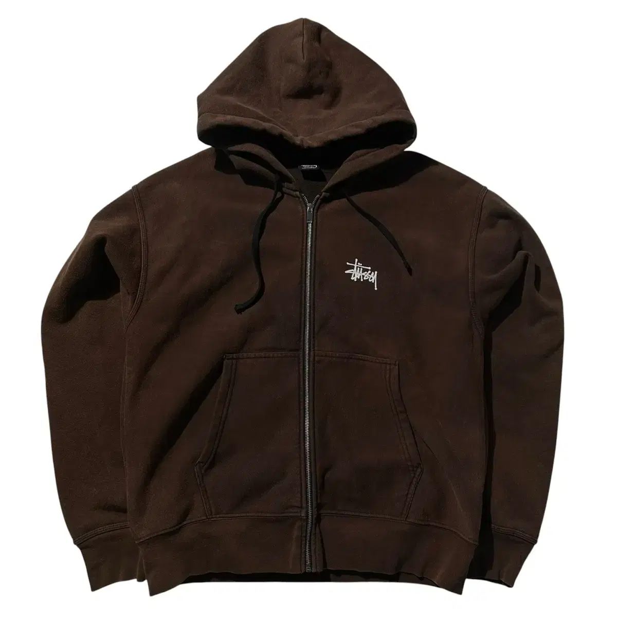 L-XL STUSSY ステューシー ストックロゴ ジップアップフーディー