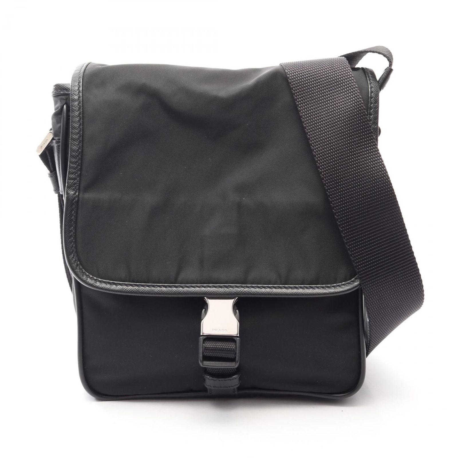プラダ PRADA ショルダーバッグ VIAGGIO V167 ブラック ナイロン サフィアーノレザー ショルダーバッグ ユニセックス Used A