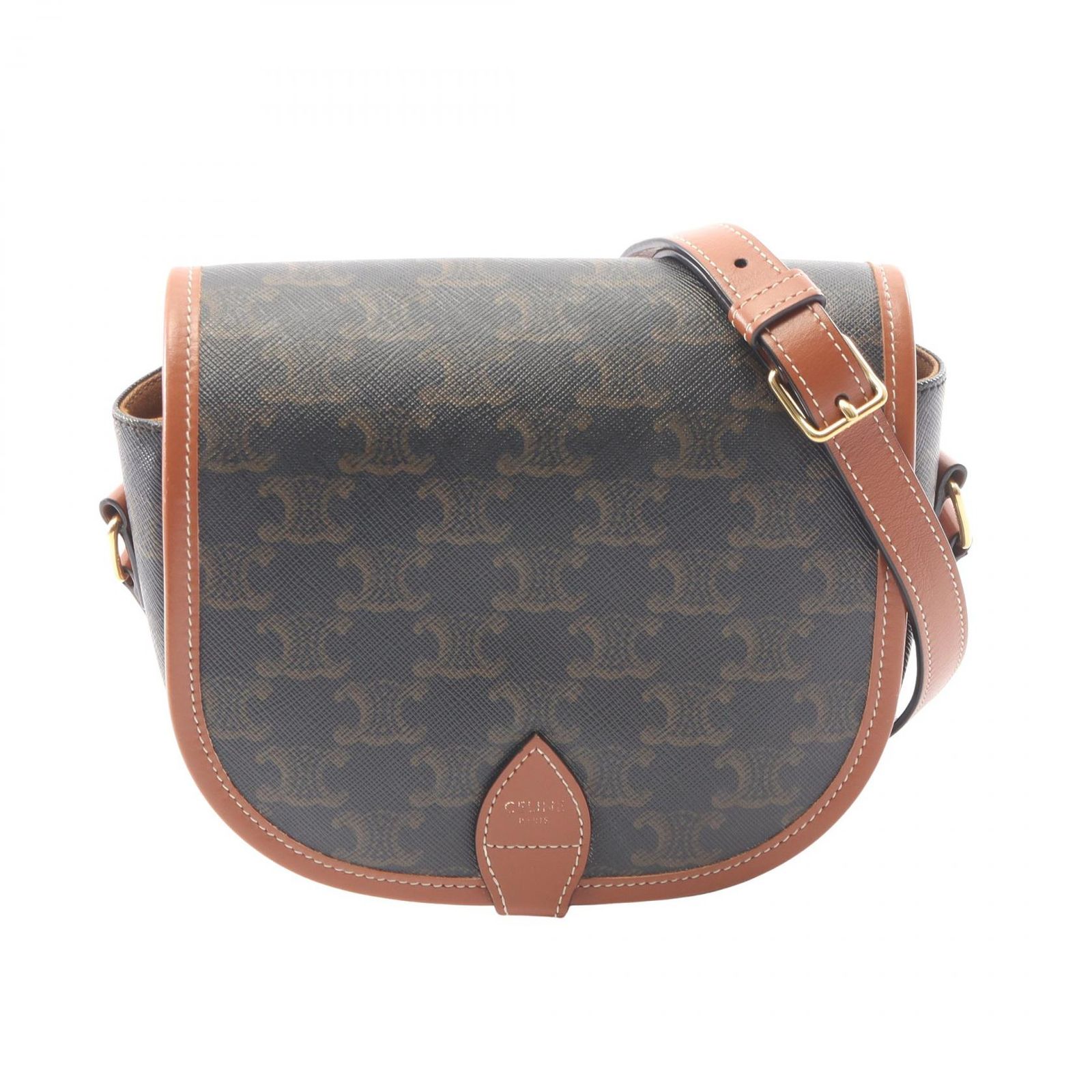 セリーヌ CELINE ショルダーバッグ フォルコ ミディアムバッグ トリオンフ ダークブラウン/ブラウン PVCコーティングキャンバス レザー トリオンフ フォルコ ミディアム