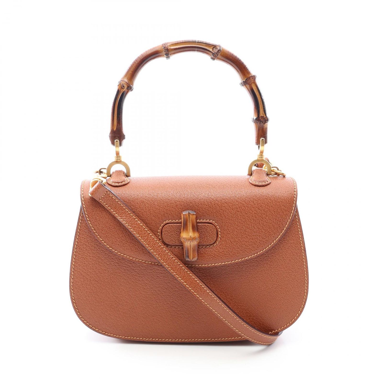 グッチ GUCCI ハンドバッグ バンブー 2way 000 14 0188 ブラウン レザー バンブー 2wayショルダー レディース Used B