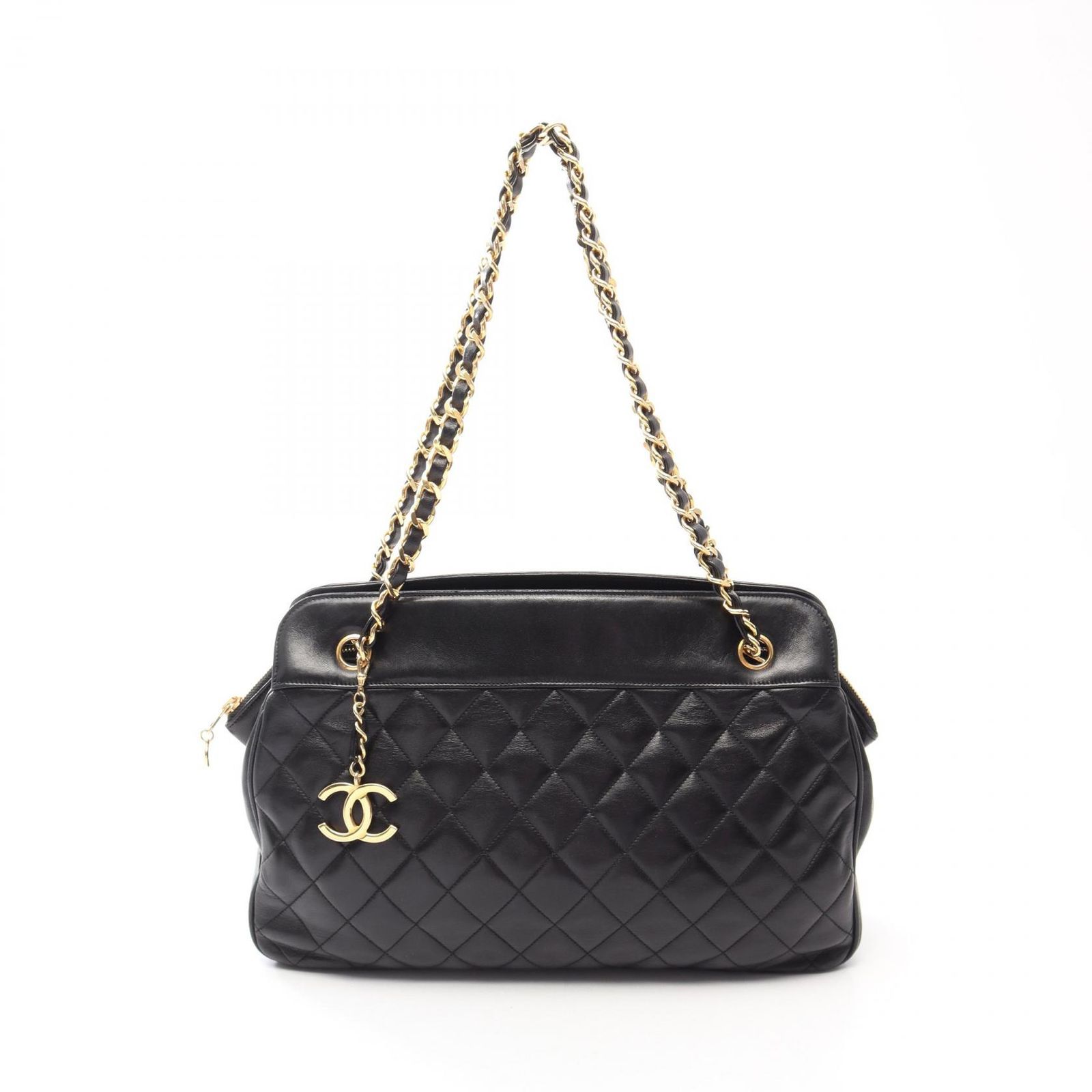 シャネル CHANEL ショルダーバッグ マトラッセ ブラック ラムスキン（羊革） マトラッセ チェーンショルダー レディース Used B