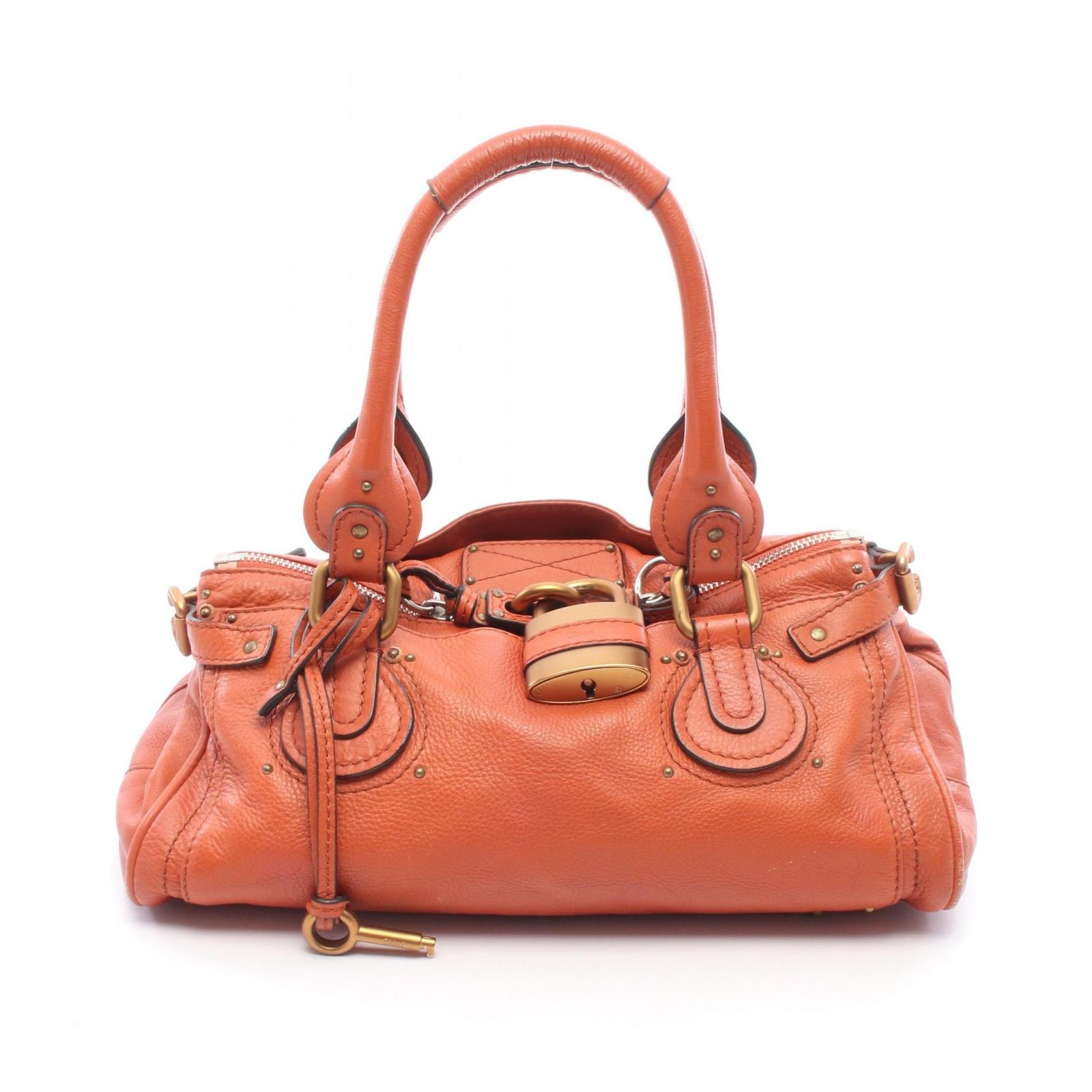 クロエ Chloe ハンドバッグ パディントン 7ESA02 オレンジ レザー パディントン ミディアム レディース Used B