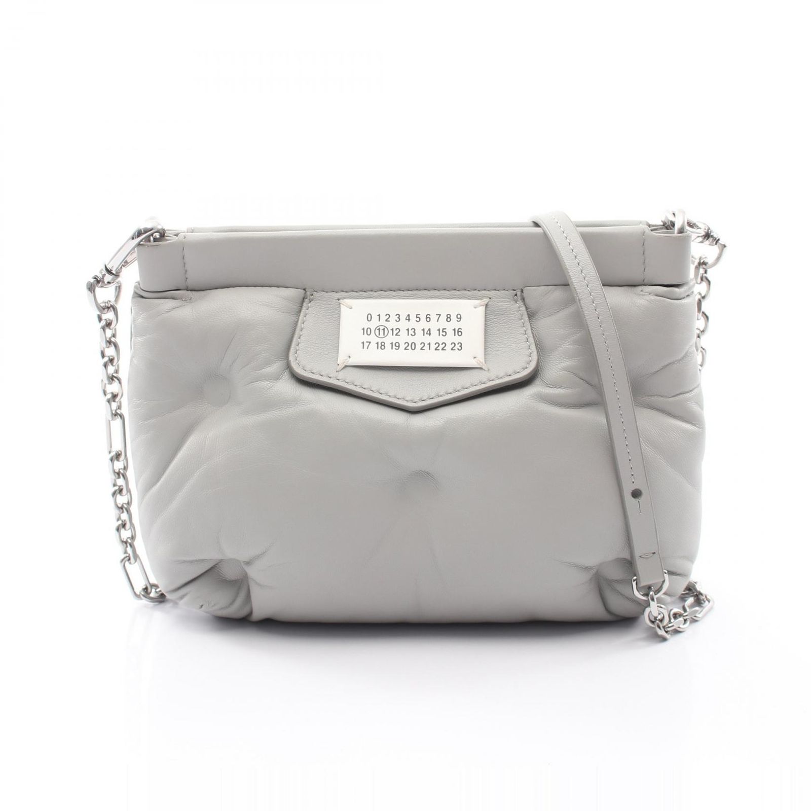 メゾンマルジェラ11 Maison Margiela 11 ショルダーバッグ GLAM SLAM グラムスラム S56WF0153 グレー レザー GLAM SLAM ミニ チェーンクラッチ レディース Used A