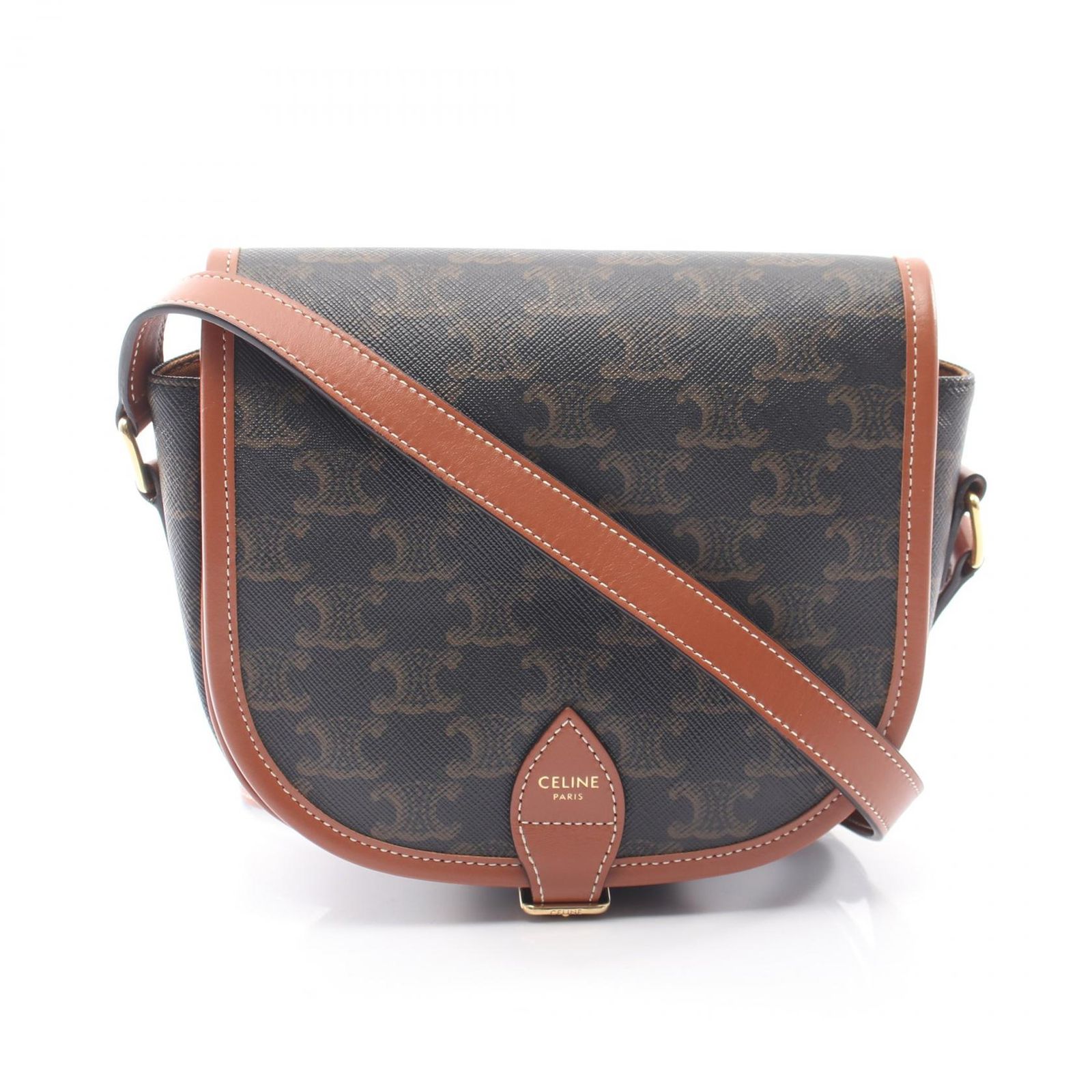 セリーヌ CELINE ショルダーバッグ フォルコ ミディアムバッグ トリオンフ 191502BZJ ブラック/ブラウン PVCコーティングキャンバス レザー トリオンフ ミディアム フォルコ