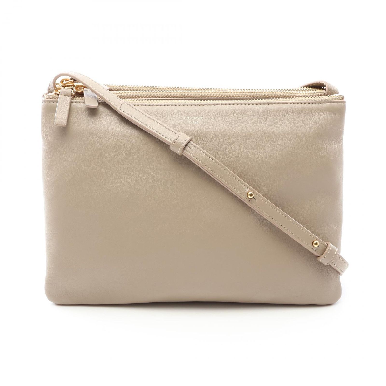 セリーヌ CELINE ショルダーバッグ TRIO LARGE トリオ ラージ 171453 グレージュ レザー トリオ ラージ レディース Used A