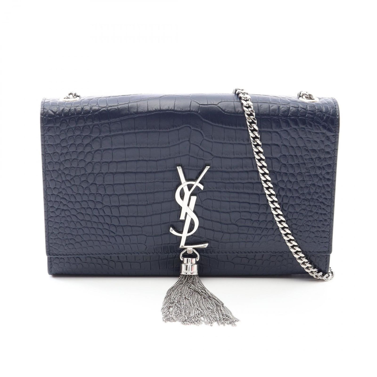 サンローランパリ SAINT LAURENT PARIS ショルダーバッグ ケイト モノグラム クロコ型押し 354119 ネイビー レザー ケイト レディース Used A