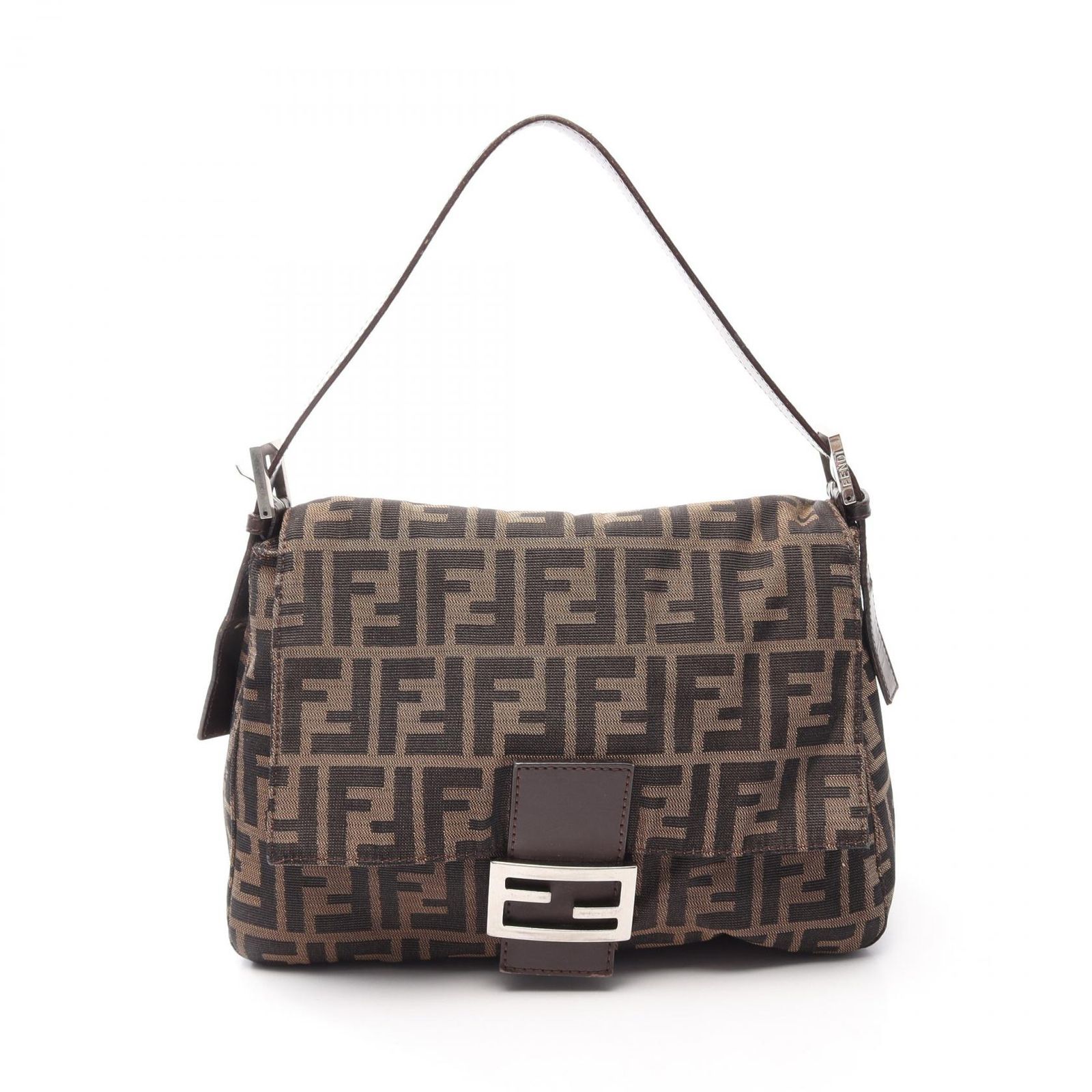 フェンディ FENDI ハンドバッグ マンマバケット ズッカ ブラウン キャンバス レザー ズッカ マンマバケット レディース Used A