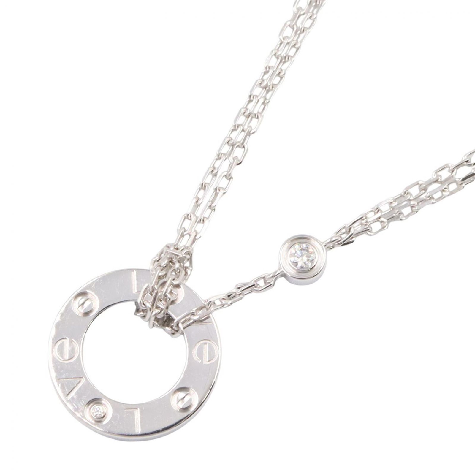 カルティエ CARTIER ネックレス ラブサークル ネックレス 2PD B7219400 首回38.5/41.5cm K18WG（ホワイトゴールド） ダイヤモンド ラブサークル ネックレス 2PD レディース