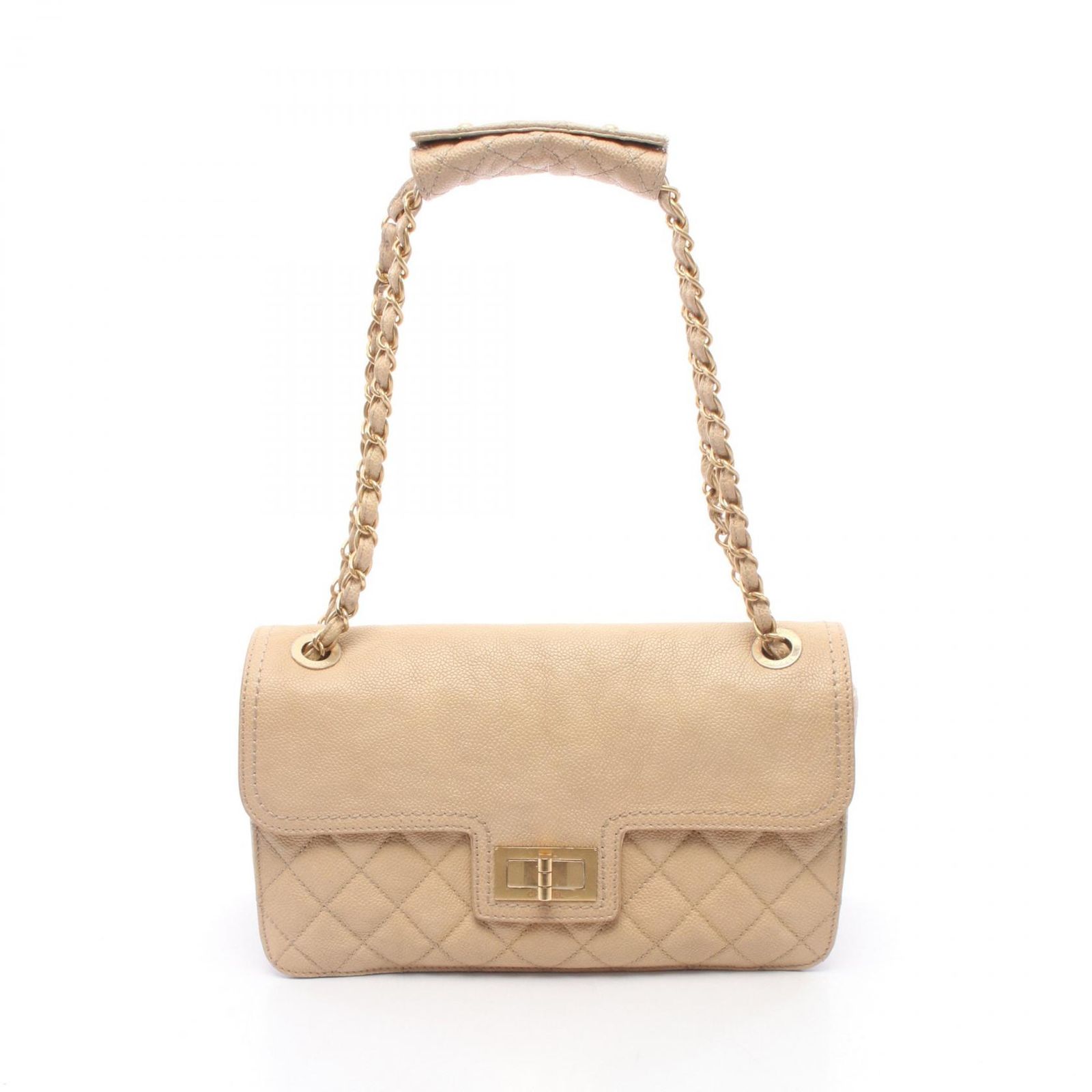 シャネル CHANEL ショルダーバッグ 2.55 マトラッセ ベージュ キャビア