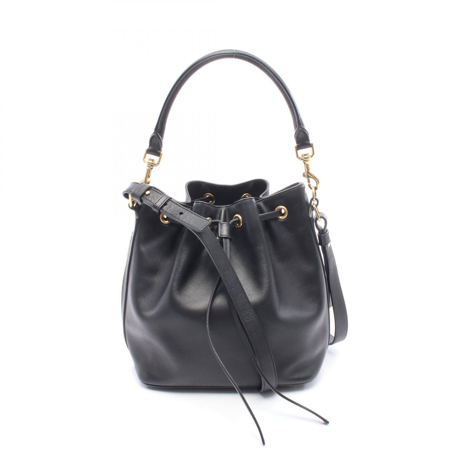 サンローランパリ SAINT LAURENT PARIS ハンドバッグ エマニュエル 2WAY ブラック レザー エマニュエル バケットバッグ レディース Used B