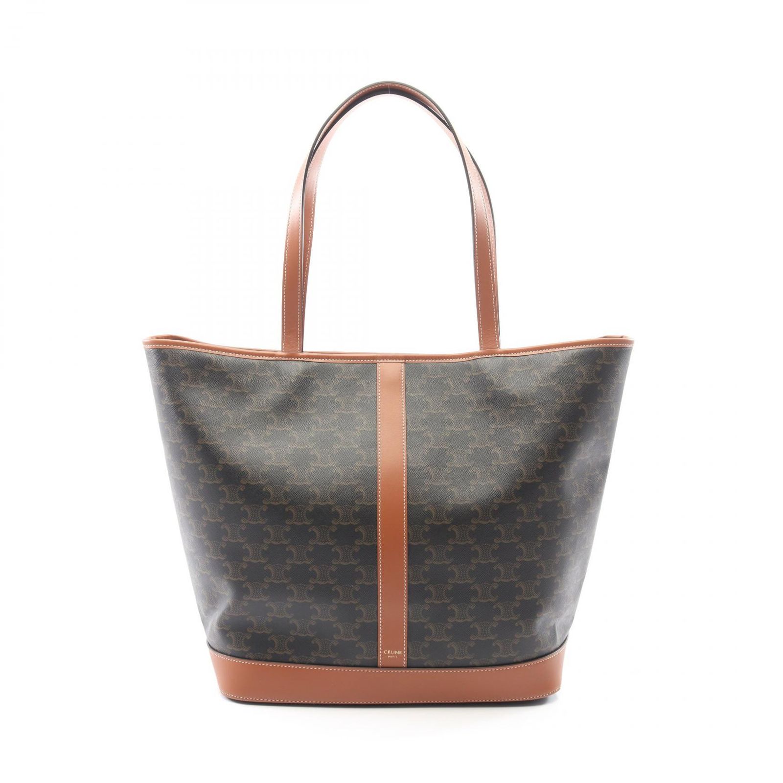 セリーヌ CELINE トートバッグ ミディアム カバ トリオンフ ダークブラウン/ブラウン PVCコーティングキャンバス レザー トリオンフ トートバッグ レディース