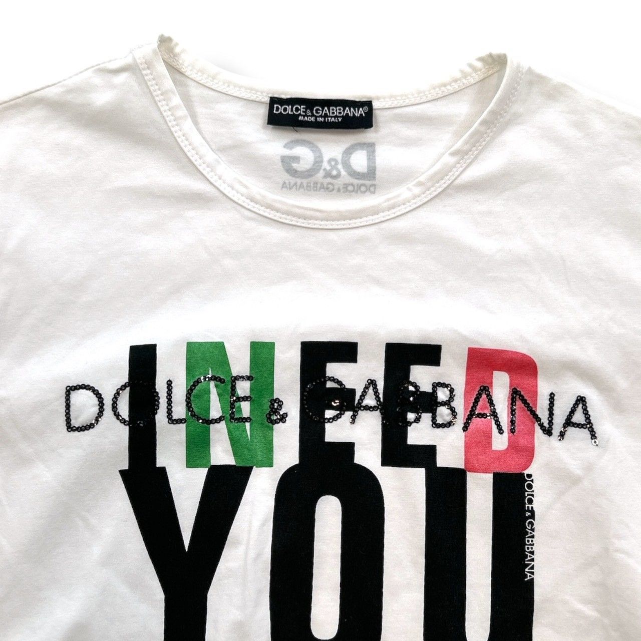 D&G DOLCE&GABBANA ドルチェアンドガッバーナ スパンコールロゴTシャツ 