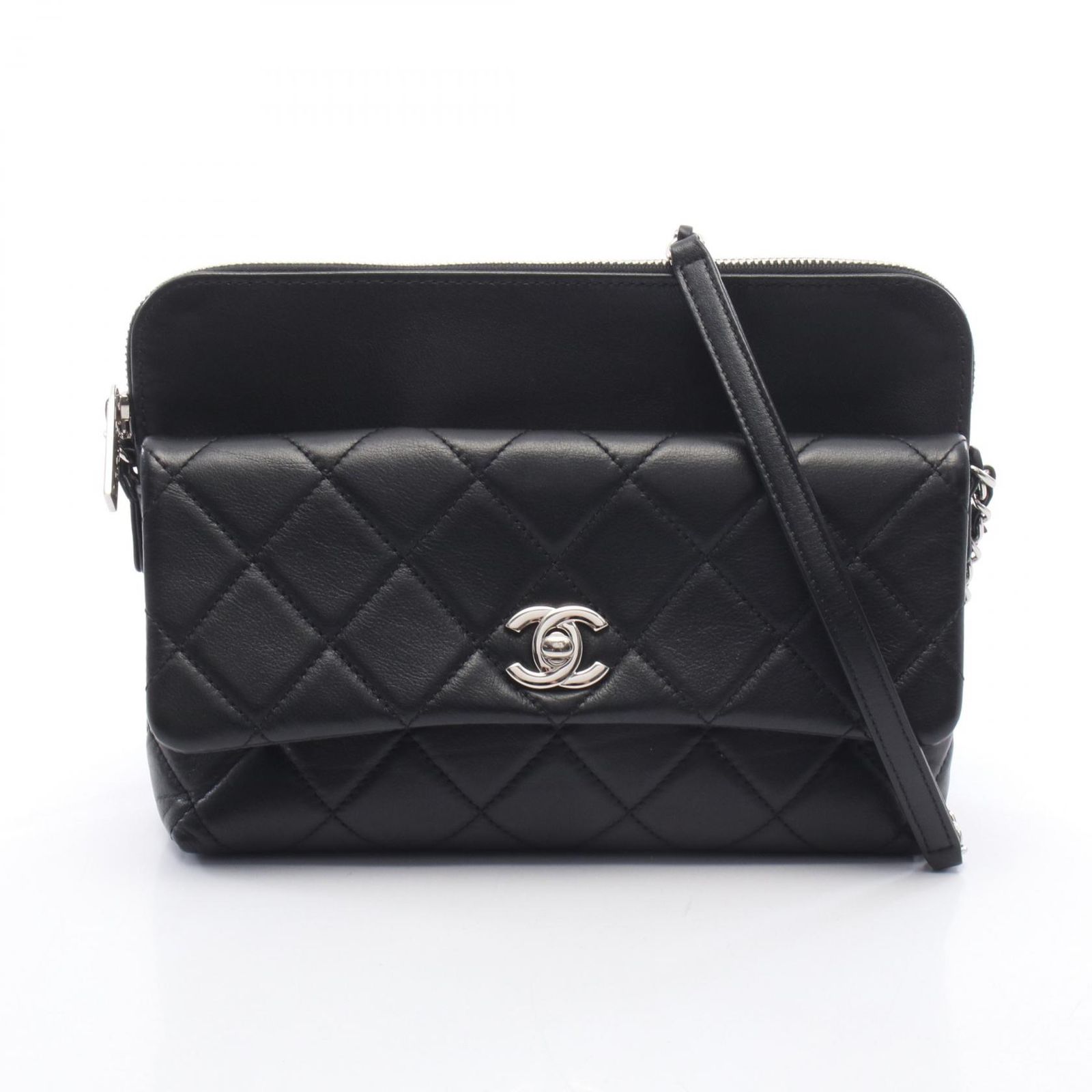 シャネル CHANEL ショルダーバッグ マトラッセ ブラック ラムスキン（羊革） マトラッセ チェーンショルダー レディース Used A