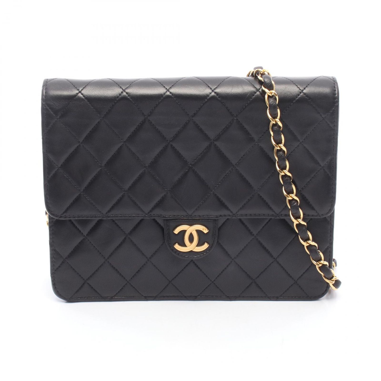 シャネル CHANEL ショルダーバッグ マトラッセ プッシュロック ブラック ラムスキン（羊革） マトラッセ プッシュロック チェーンショルダー レディース Used A
