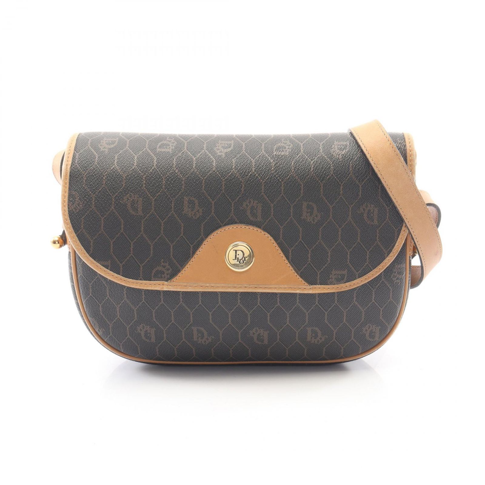 ディオール Dior ショルダーバッグ ハニカム ショルダーバッグ ダークブラウン/ブラウン PVCコーティングキャンバス レザー ハニカム ショルダーバッグ レディース