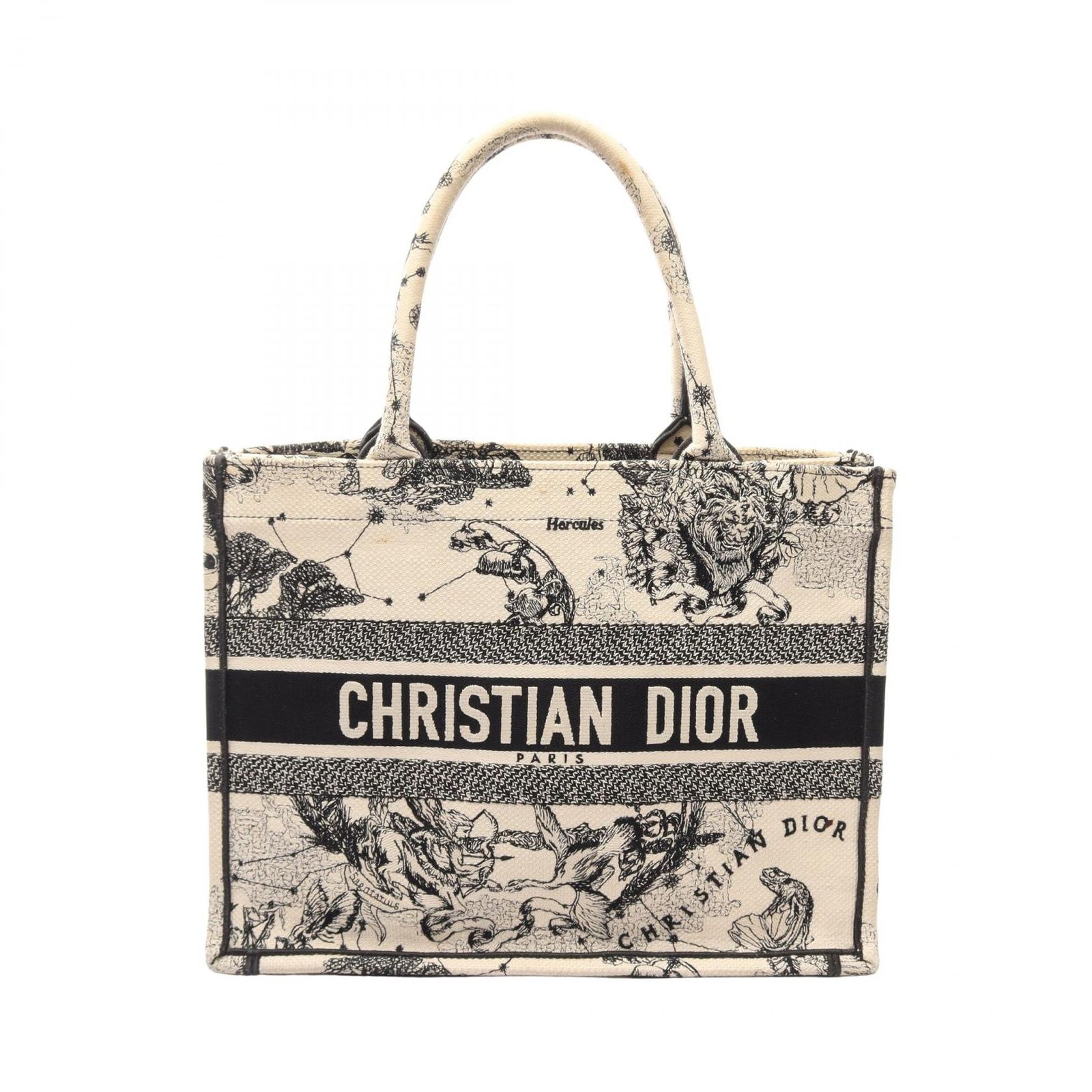ディオール Dior トートバッグ BOOK TOTE ブックトート ミディアム ゾディアック ホワイト/ブラック キャンバス ブックトート ミディアム レディース Used B