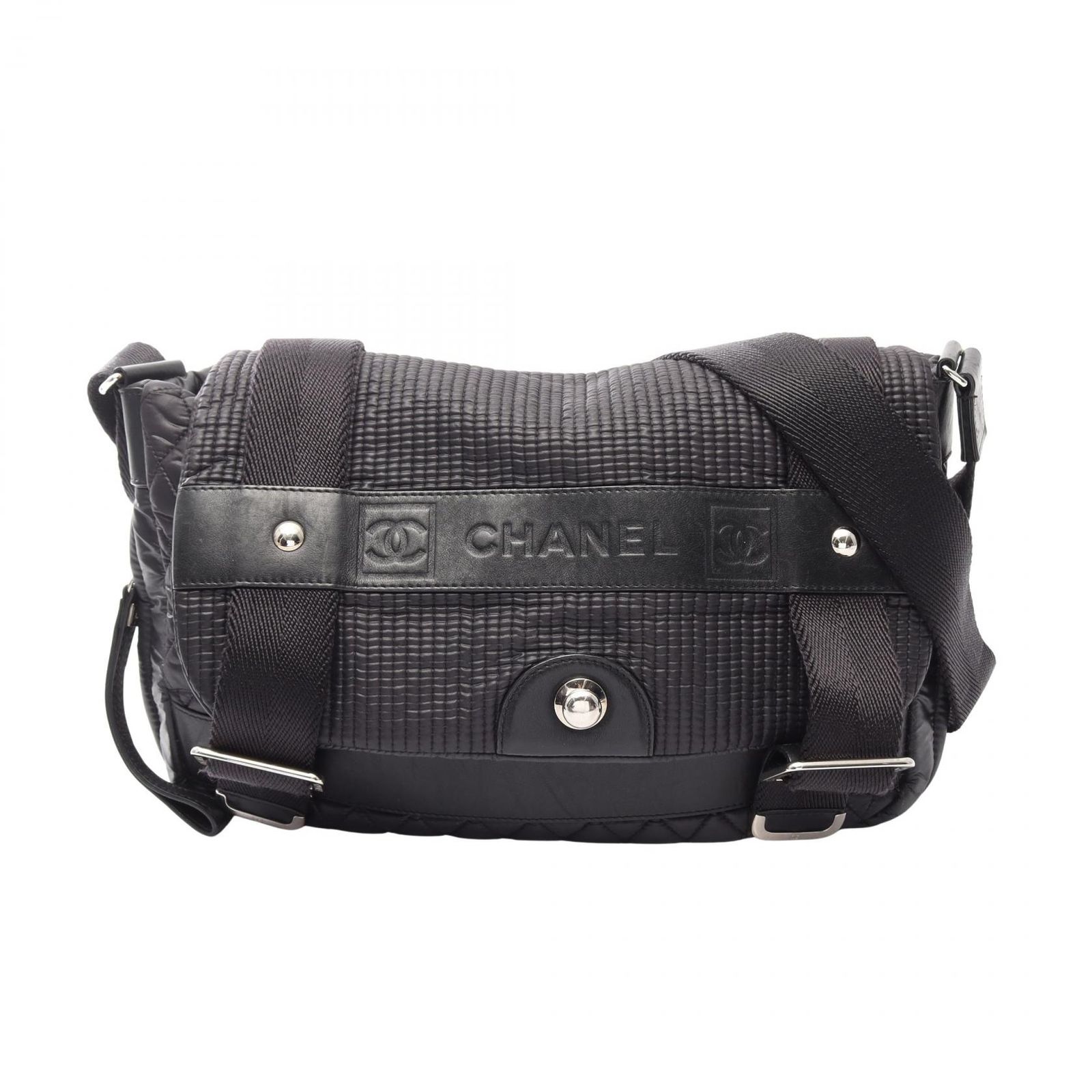 シャネル CHANEL ショルダーバッグ ココマーク スポーツラインメッセンジャー ブラック ナイロン レザー スポーツライン ショルダーバッグ レディース Used B