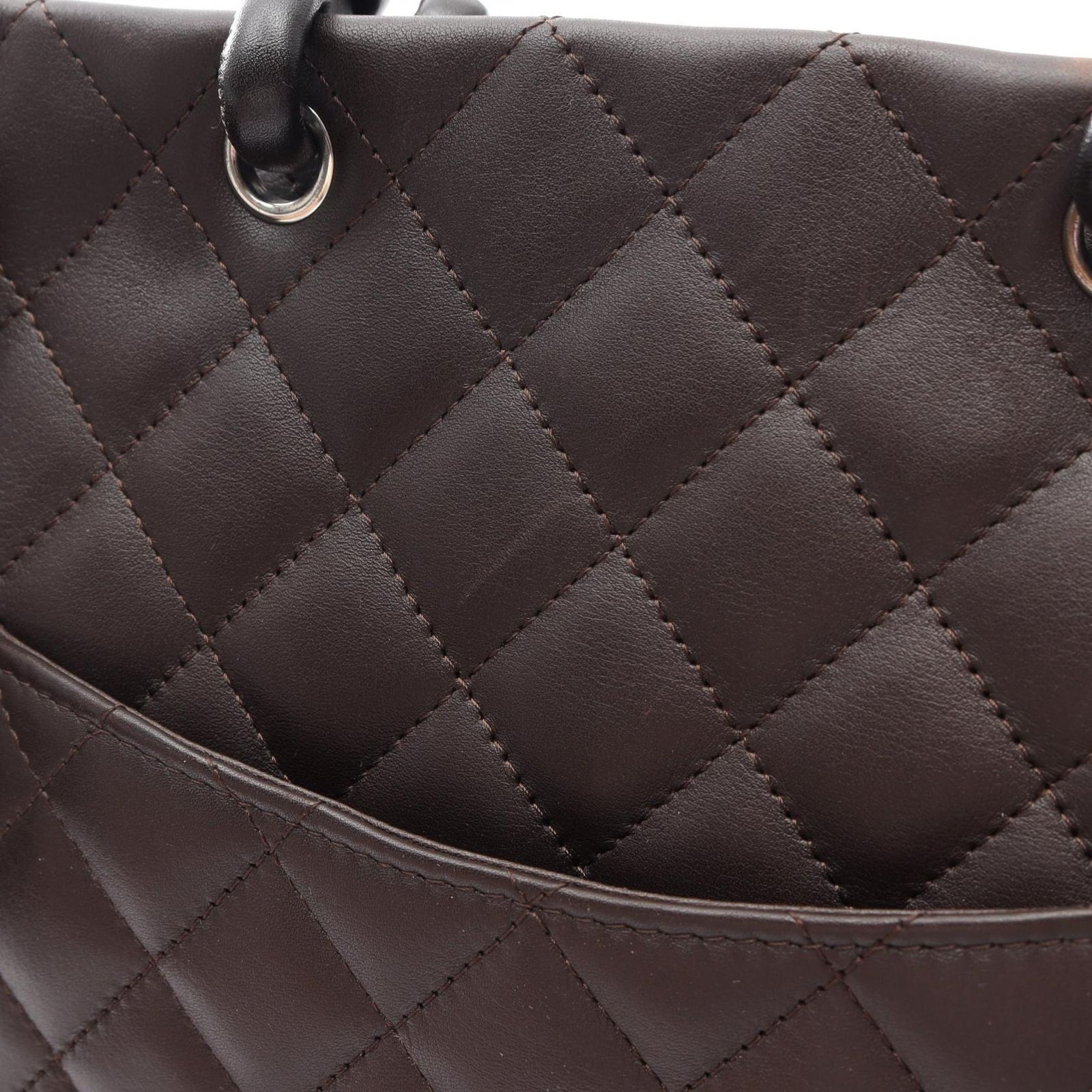 シャネル CHANEL トートバッグ カンボンライン ミディアム A25167 ダークブラウン レザー パテントレザー カンボンライン ミディアムトート レディース Used B