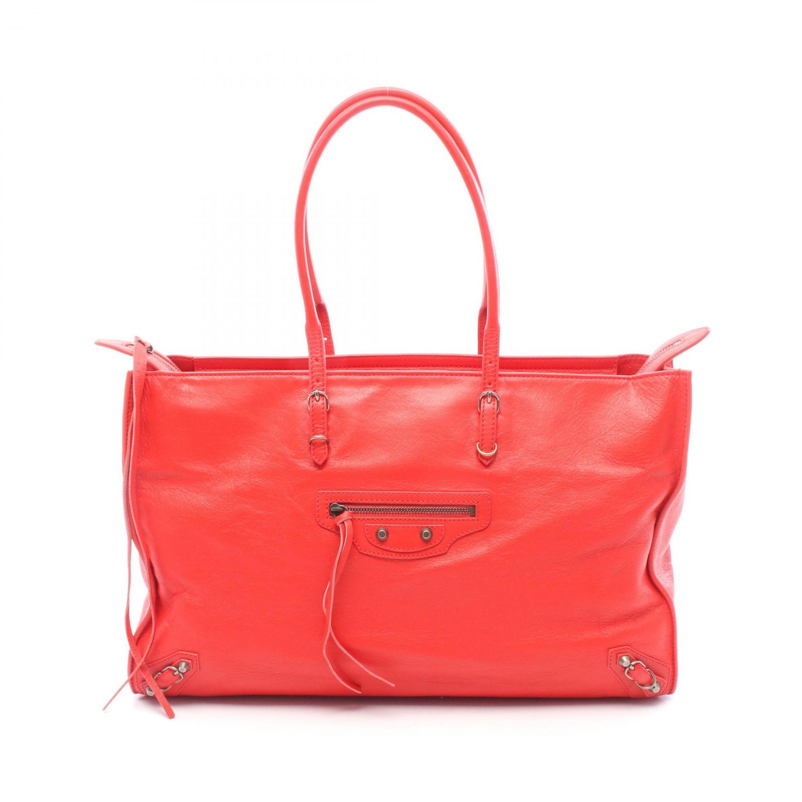 バレンシアガ BALENCIAGA トートバッグ ペーパー オフィスジップ 327771 レッド レザー ペーパー オフィスジップ トート レディース Used A