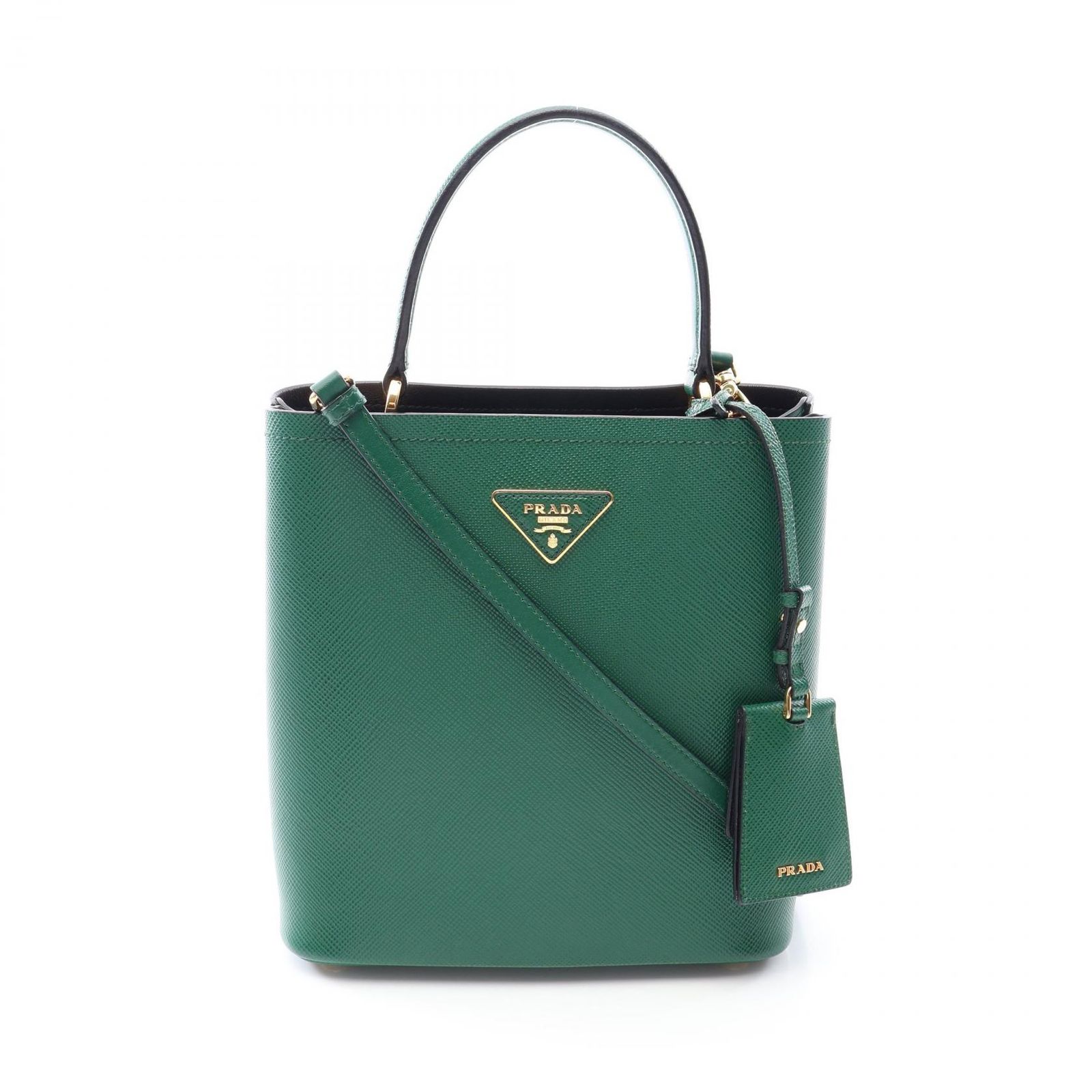 プラダ PRADA ハンドバッグ SAFFIANO CUIR C 2WAY 1BA212 グリーン サフィアーノレザー パニエ バッグ レディース Used A