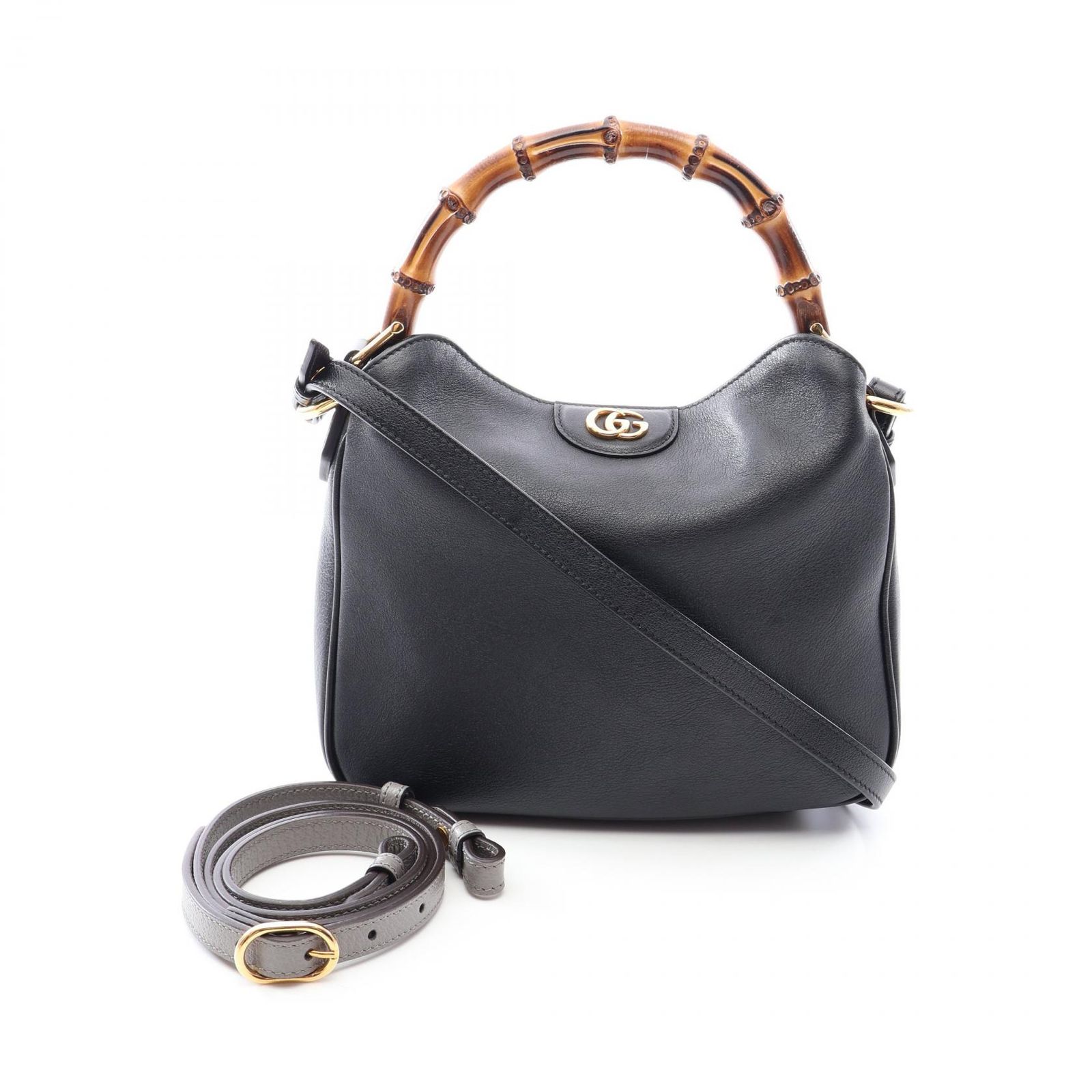 グッチ GUCCI ハンドバッグ バンブー ダイアナ 2WAY 746251 ブラック レザー ダイアナ スモール ショルダーバッグ レディース Used A
