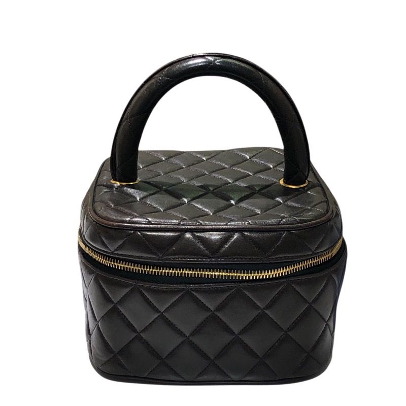 シャネル CHANEL マトラッセ トップハンドル バニティケース ブラウン ラムスキン レディース ハンドバッグ