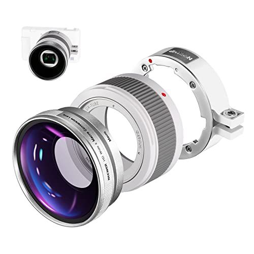 NEEWER 広角レンズ ZV1 カメラ、2 in 1 18mm HD広角 & 10x マクロ追加レンズに対応 延長チューブ、バヨネットマウントレンズアダプター、クリーニングクロス付き (ホワイトフレーム)t 76ead184