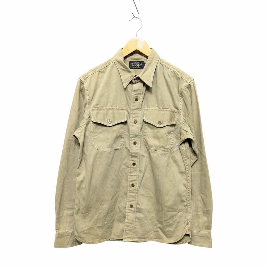 RRL Ralph Lauren ダブルアールエル ラルフローレン ツイルオフィサーズ ワークシャツ ベージュ系 コットン サイズS 662810