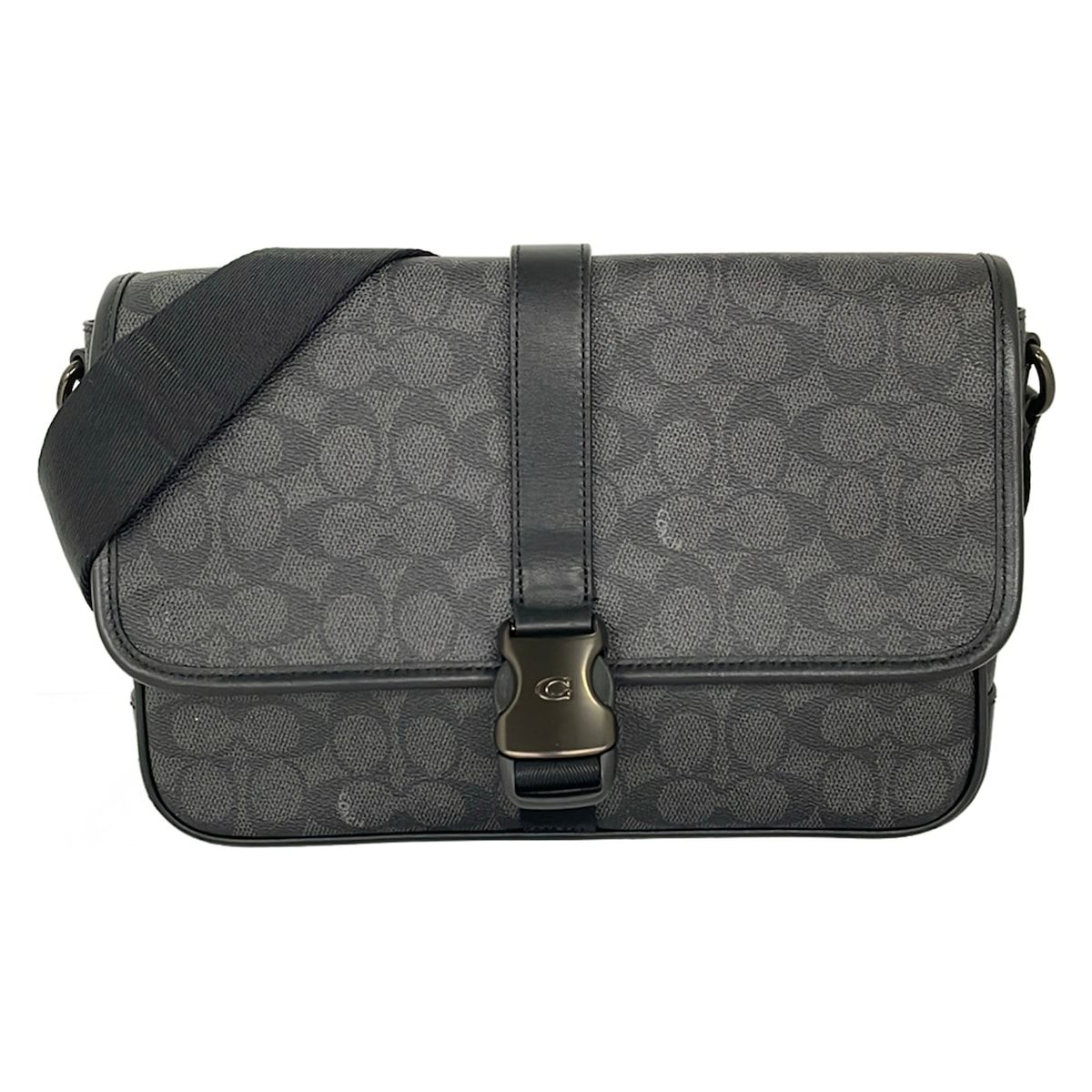 COACH(コーチ) ショルダーバッグ シグネチャー柄 CU202 黒×ダークグレー レザー