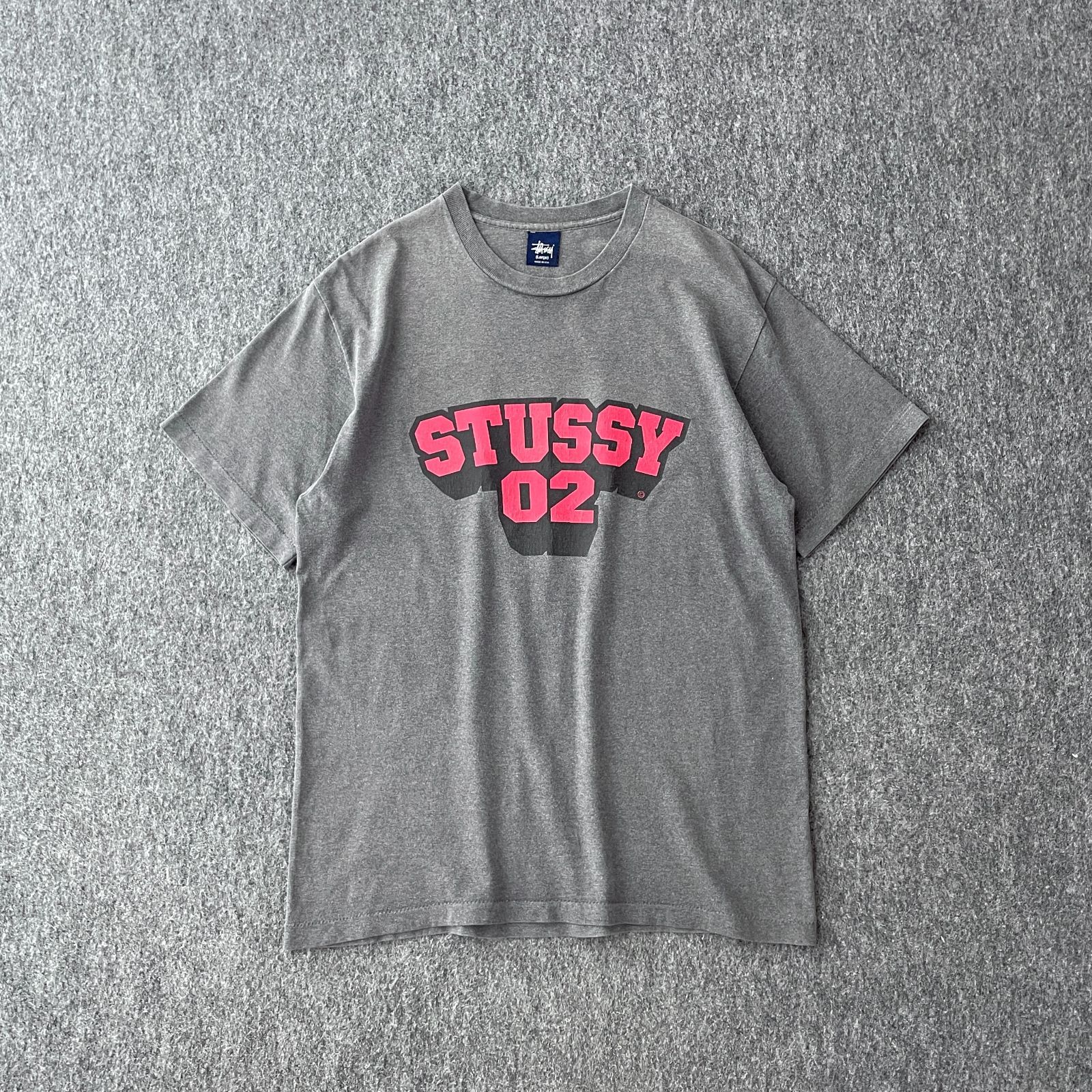 USA製 90s STUSSY デザインTシャツ 立体両面 紺タグ シングルステッチ