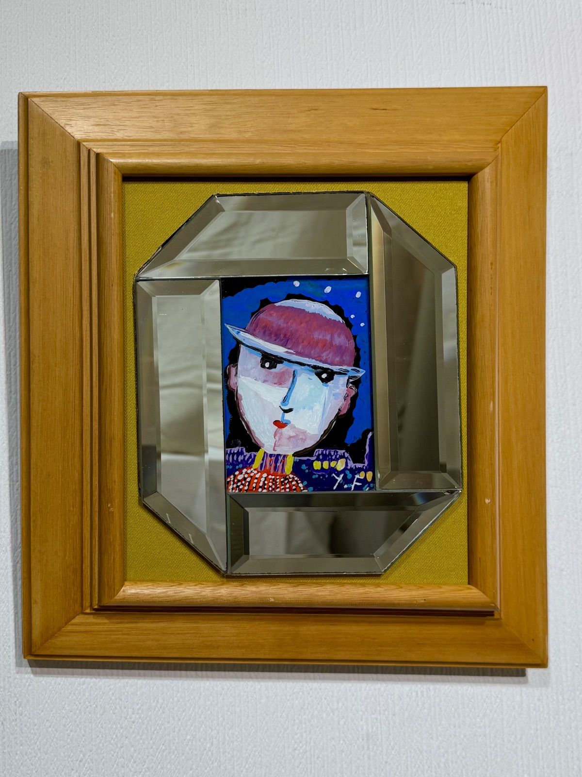 【 深沢幸雄 】【 可愛い青年 】ガラス絵 ガラスに油彩 肉筆真作保証 希少作 紫綬褒章 勲四等旭日小綬章 多摩美術大学名誉教授