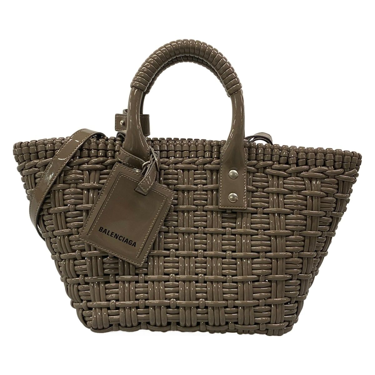 BALENCIAGA(バレンシアガ) トートバッグ ビストロ XS バスケット 671342 ダークグレー かごバッグ コットン