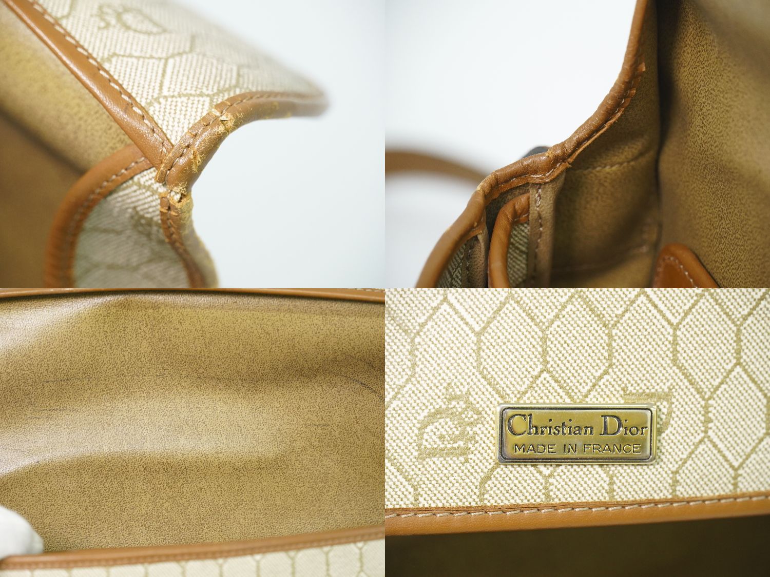 本物 クリスチャン ディオール Christian Dior ハニカム柄 ショルダー
