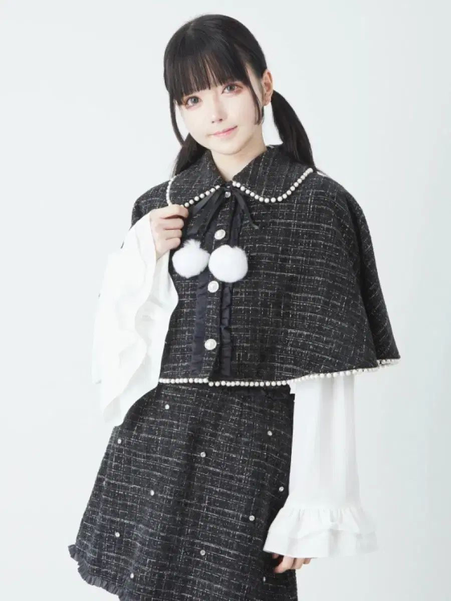 アンクルージュ ツイードポンポン ポンチョ セットアップ リズリサ スナ系 PIUM マズ ROJITA ロリータ