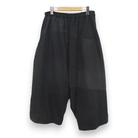 萌 モユル MOYURU サルエルパンツ ワイド M-L 黒系 ブラック 切替 ウエストゴム