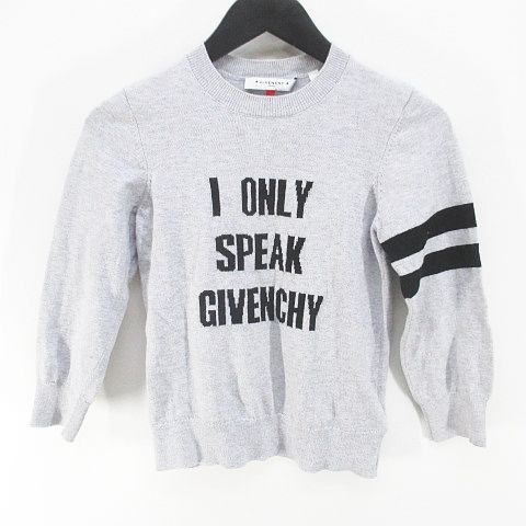 ジバンシィ GIVENCHY 長袖 ニット セーター カシミヤ混 6 灰系 グレー ライン リブ