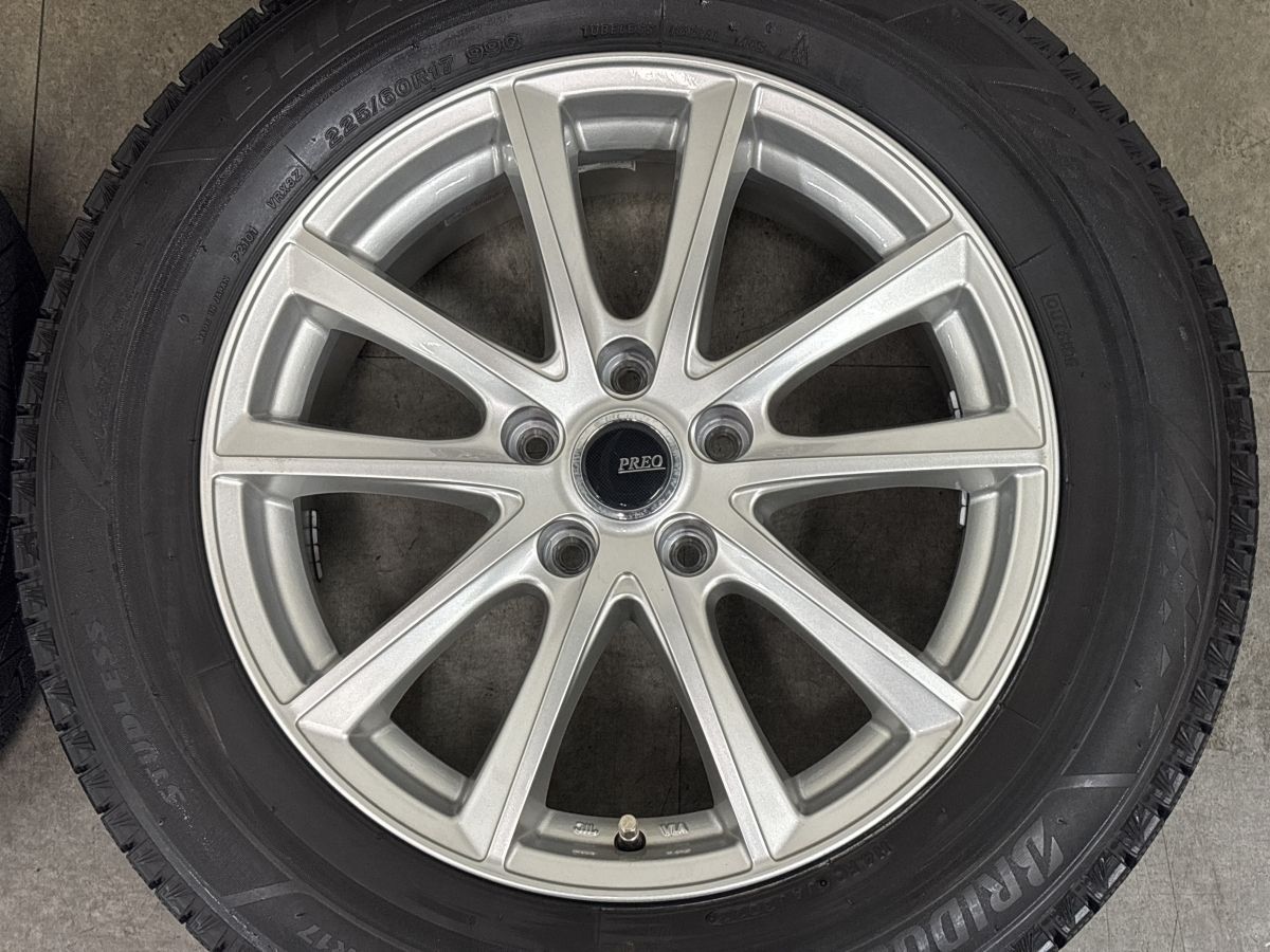 美品 バリ溝】PREO 17in 7J +38 PCD114.3 ブリヂストン ブリザック 
