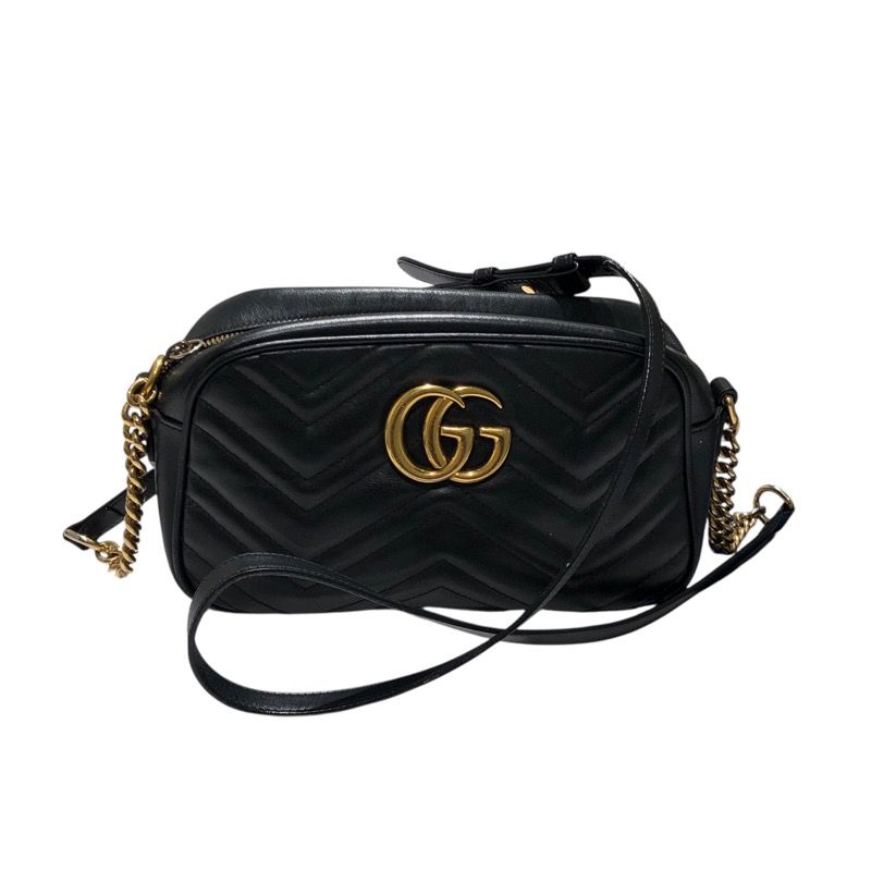 グッチ GUCCI GGマーモントショルダーバッグ 447632 ブラック レザー レディース ショルダーバッグ