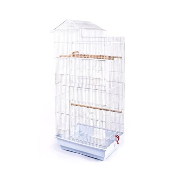 鳥カゴ 鳥かご バードケージ 鳥小屋 多頭飼い 複数飼い 止まり木 おもちゃ 省スペース 室内 飼育 (ホワイト)mt 713e4be4