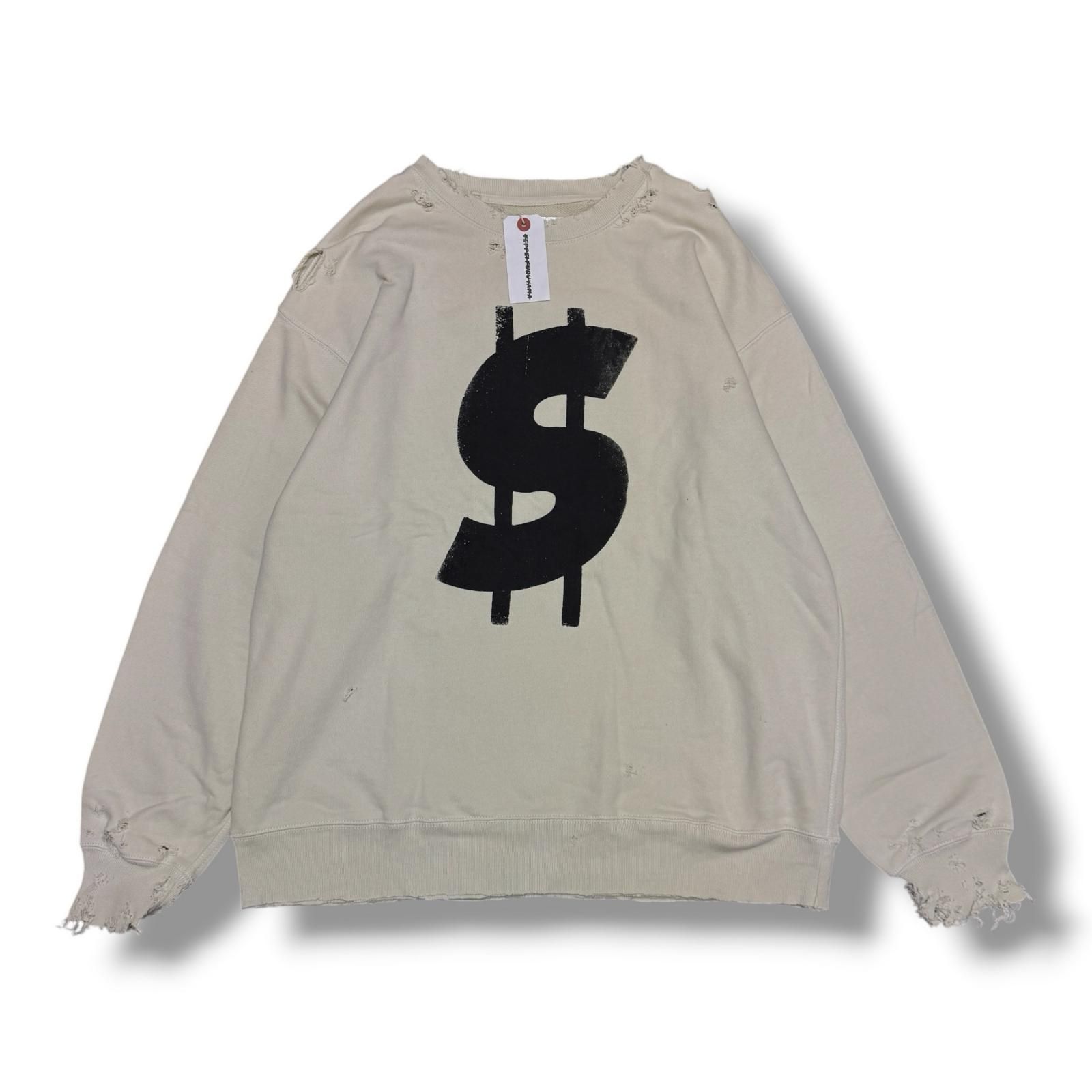 参考上代33000円 未使用 TEPPEI FURUYAMA 25SS PULLOVER SWEAT ダメージ加工 スウェット トレーナー テッペイ フルヤマ TF-25SS-020 B.GREEN F （16727M）