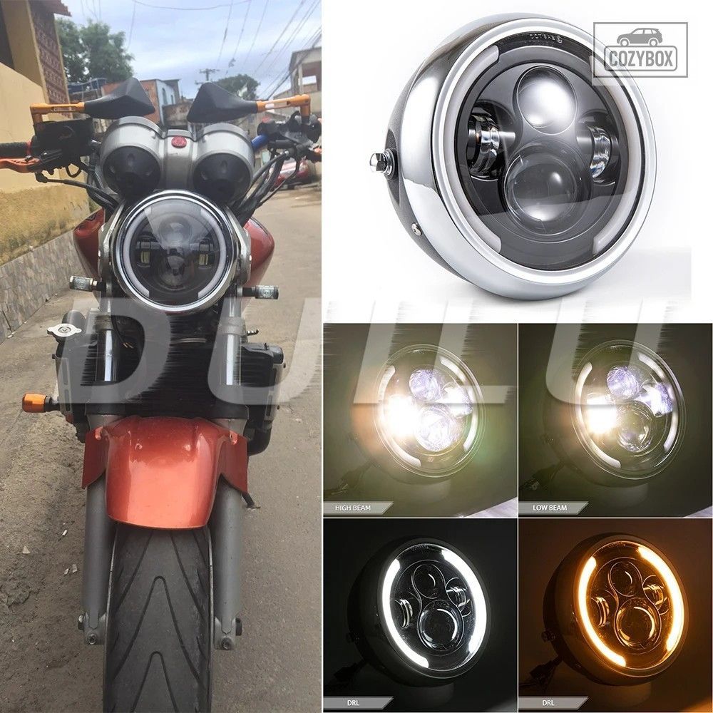 7.5 インチ Led オートバイ ヘッドライト ハーレー DRL ヘッドランプハウジングホー