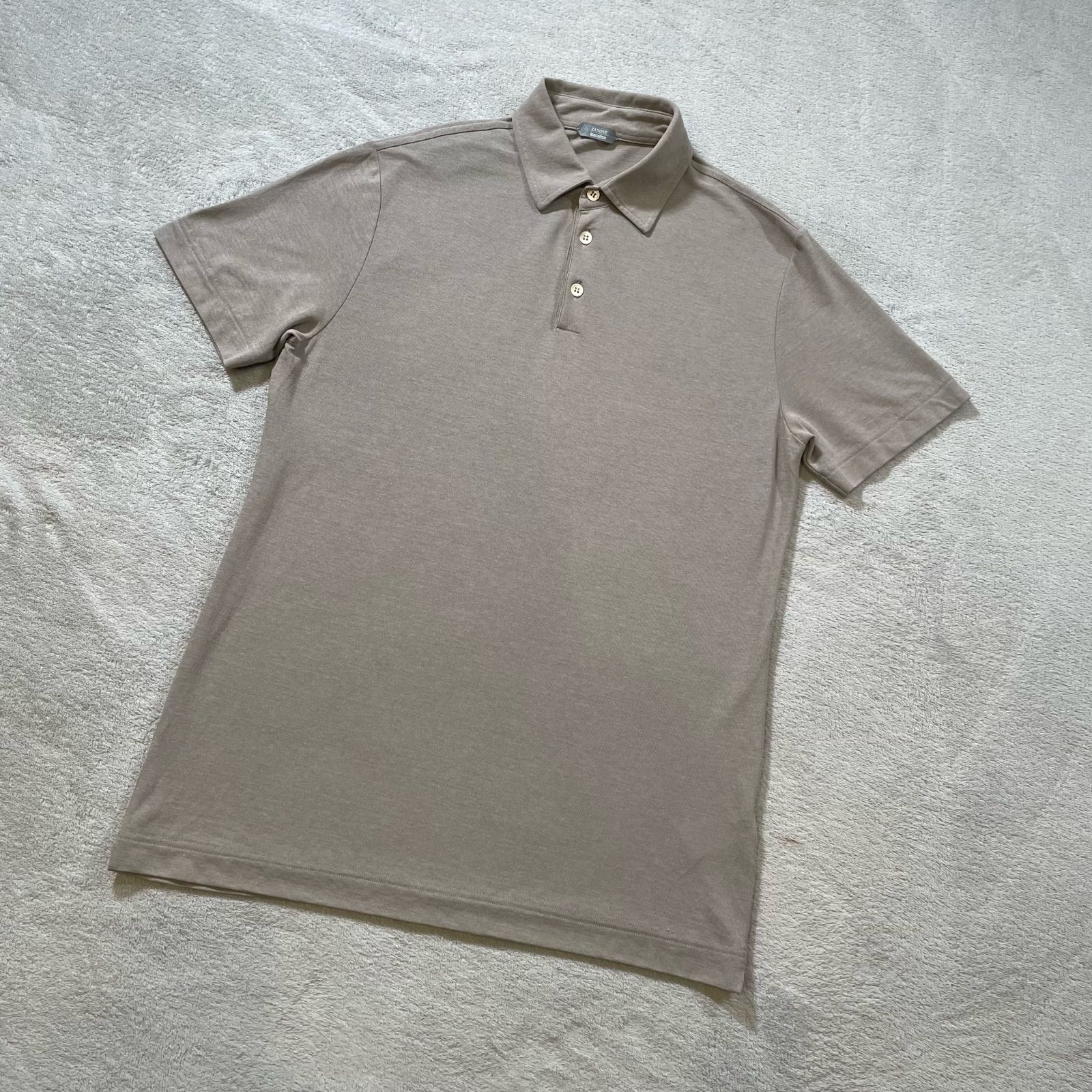 ザノーネ ポロシャツ 半袖 メンズ 46 M ベージュ グレージュ アイスコットン ZANONE icecotton スローウェア 鹿の子 カットソー トップス ビジネス クールビズ 春夏 イタリア製 18295