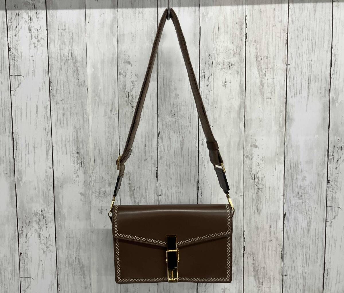 ZANCHETTI ザンケッティ レザー 2WAY Clip ショルダーバッグ クラッチバッグ ブラウン